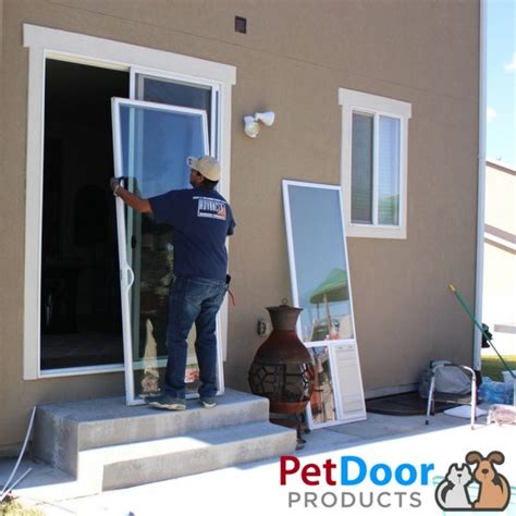 Sliding Glass Door With Dog Built In Utah - Glass Designs