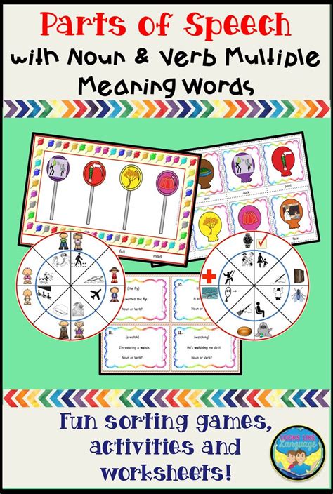 Parts of Speech Games with Nouns and Verbs | Multiple Meanings | Nouns ...