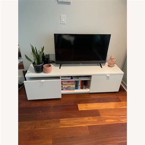 IKEA White Gloss TV Stand - AptDeco