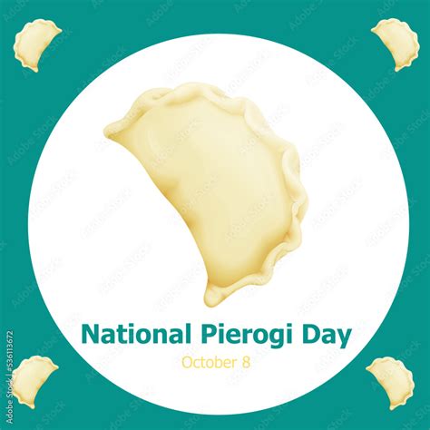 National Pierogi Day vector cartoon style greeting card, illustration ...