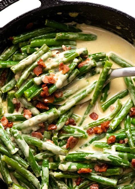 Green Beans in Creamy Parmesan Sauce – with bacon! - Varsha's Recipes