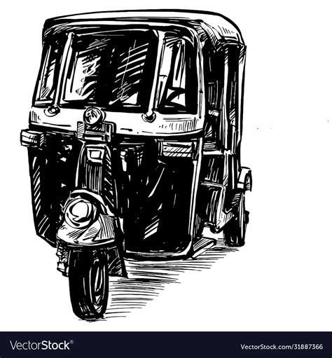 Drawing tricycle in india Royalty Free Vector Image