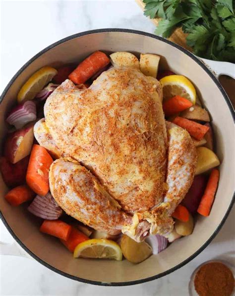 Simple Dutch Oven Roasted Chicken - Whole30 - Cook At Home Mom