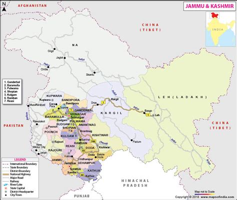 Jammu and Kashmir Map - Union Territory Information, Facts and Tourism