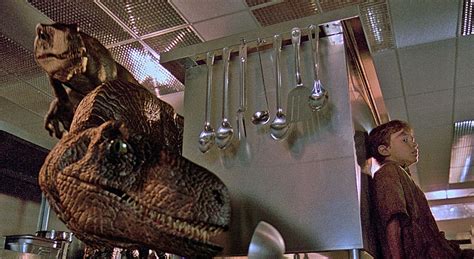 The Velociraptors in the Kitchen Scene in Jurassic Park