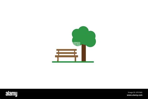 Bench and tree in park vector icon logo design illustration Stock ...