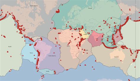 Volcanoes world map - World in maps