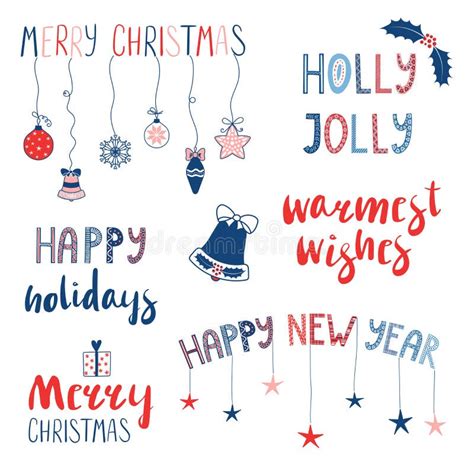 Christmas and New Year Quotes Set Stock Vector - Illustration of gift ...