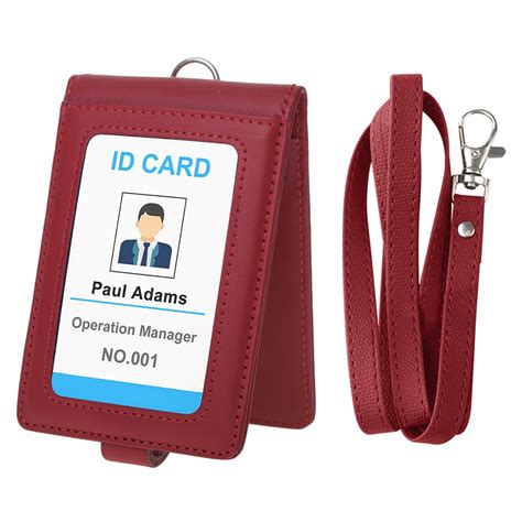 GOGO 2-Sided Folding ID Windows Badge Holder Card Case PU Leather ...