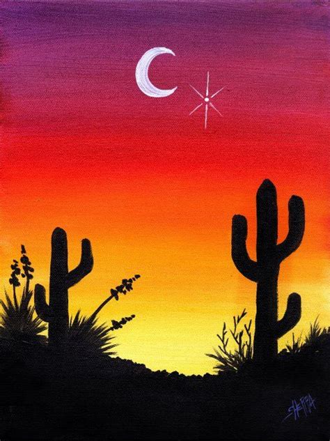 Stunning Desert Sunset With Cactus Acrylic Painting Tutorial