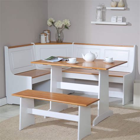 Kitchen Nook Solid Wood Corner Dining Breakfast Set Table Bench Chair ...