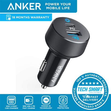 Anker Car Charger USB C 33W 2-Port Compact Type C Car Charger with 18W ...