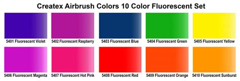 Fluorescent Color Chart