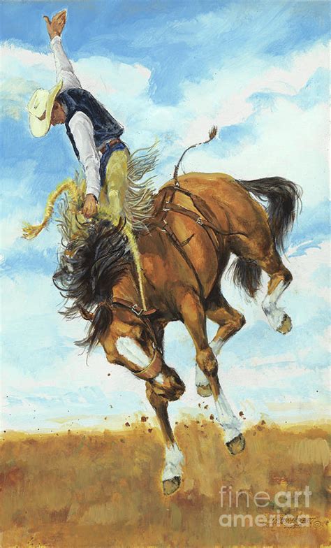 Cowboy on Bucking Horse Painting by Don Langeneckert - Pixels