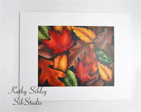 Fall Leaves Painting, Original Art, 8 X 10 Matted 11 X 14, Acrylic on ...