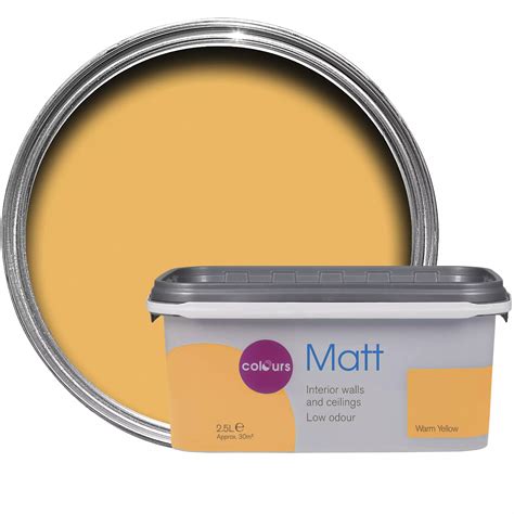 Colours Warm Yellow Matt Emulsion Paint 2.5L | Departments | DIY at B&Q