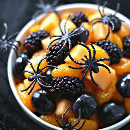 Halloween Fruit Salad with Honey Lime Dressing - Kara Creates