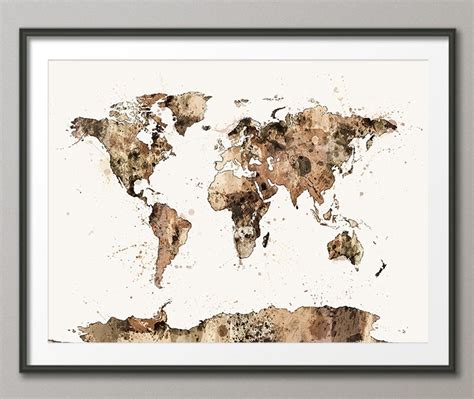 Watercolor Map of the World Map, Art Print WM 1152 - Etsy