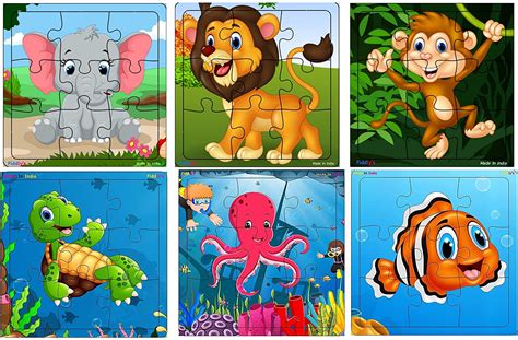 Fiddly’s Wood Jigsaw Puzzles for Children – 9 Pieces (Animal & Sea ...