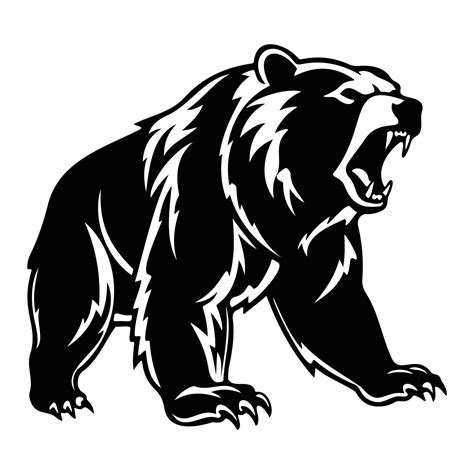 ferocious Bear, Angry Bear Face Side, Bear mascot logo, Bear Black and ...