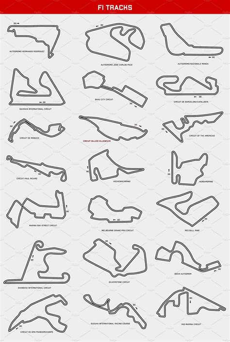 Formula 1 Circuits Vector Set | Formula 1, Presents for boyfriend, Circuit