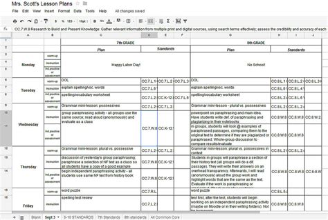 Lesson Plan Template Google Docs