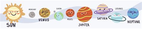 funny planets in the solar system with names 4385395 Vector Art at Vecteezy