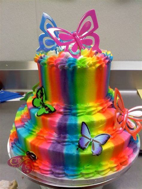 Rainbow bright cake :) | Butterfly birthday cakes, Doll cake designs ...