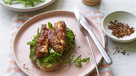 Fresh sardines on toast with sweet pickled red onion recipe - BBC Food