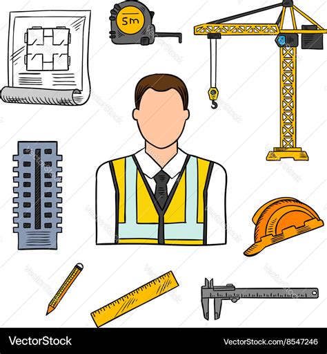 Engineer sketch icon for civil engineering design Vector Image