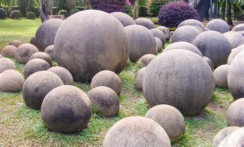 Decorative Stone Garden of Round Large Stones Stock Image - Image of ...