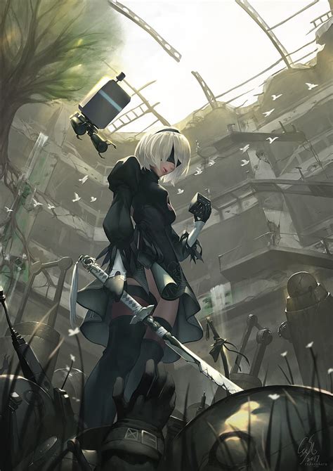 HD wallpaper: Nier Automata 2B wallpaper, Nier: Automata, anime, katana ...