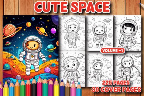 225 Cute Space Coloring Pages for V - 1 Graphic by MN DeSign · Creative ...