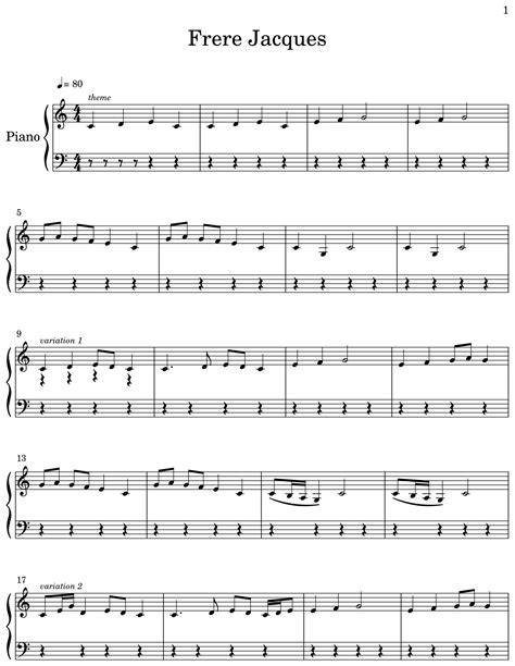 Frere Jacques - Sheet music for Piano