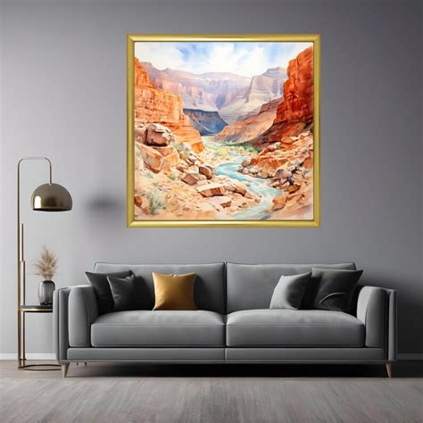 Grand Canyon Watercolor Painting Landscape Wall Art Design Decor Screen ...