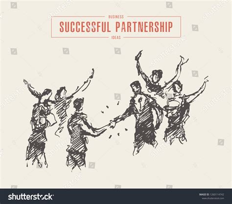 Sketch Successful Business Deal Businessmen Handshake Stock Vector ...