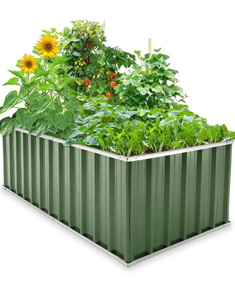 KING BIRD 6x3x2ft Galvanized Raised Garden Bed Outdoor Heightened Steel ...