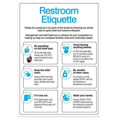 Restroom Etiquette Poster for Your Workplace digital Product - Etsy