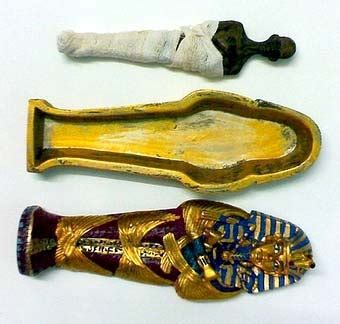 King tut ankh amen colored stone coffin