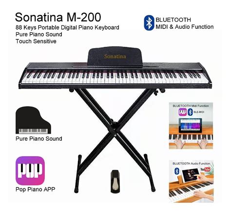 88 Keys Portable Digital Piano Keyboard Pop Piano APP Bluetooth MIDI ...