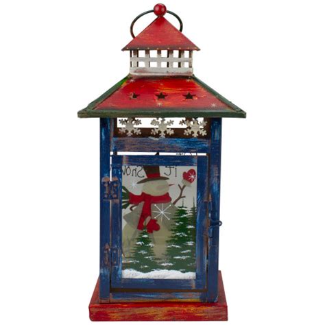 Red, White & Black Snowman “Let It Snow” Christmas Lantern 12.75 ...