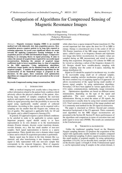 (PDF) Comparison of Algorithms for Compressed Sensing of Magnetic ...