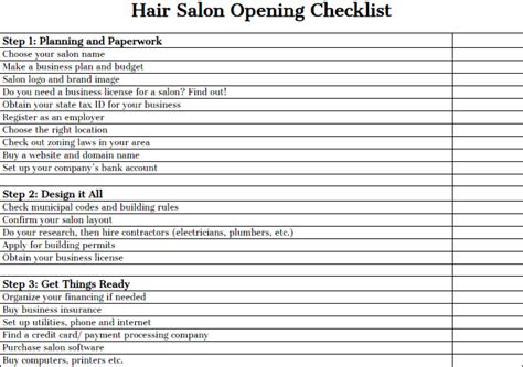 Salon Opening Checklist in 2024 | zolmi.com