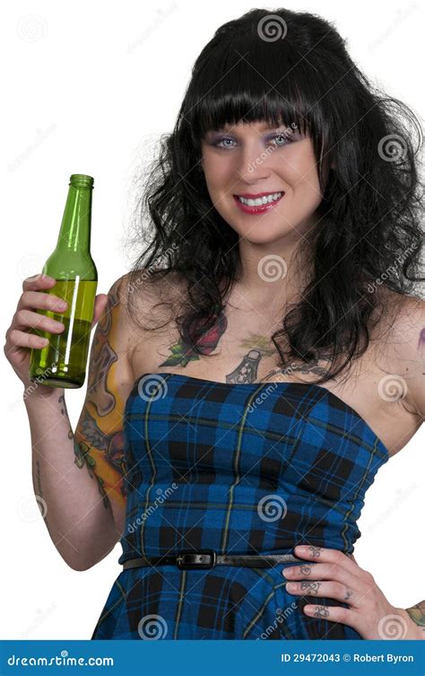 Woman Drinking Beer stock image. Image of girl, short - 29472043