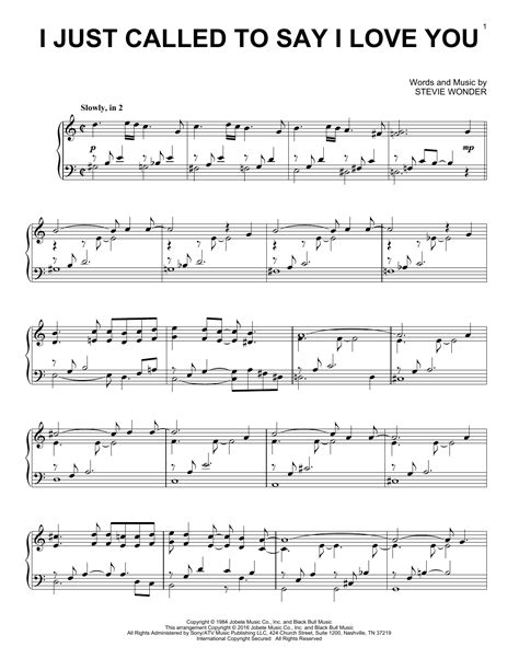 I Just Called To Say I Love You | Sheet Music Direct