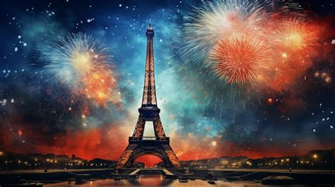 Premium AI Image | fireworks over the eiffel tower in paris