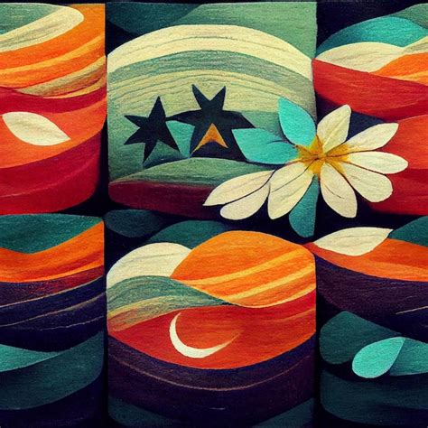 Premium Photo | A series of colorful artwork with stars and flowers on them