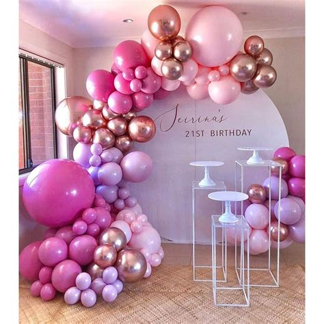 Hot Pink Balloon Garland Arch Kit, 140Pcs Pink Rose Gold Chrome ...