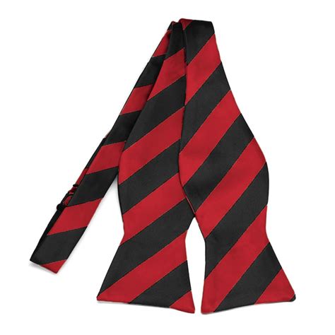 Red and Black Striped Self-Tie Bow Ties | Shop at TieMart – TieMart, Inc.