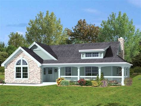 Exterior: Delightful Country House With Wrap Around Porch Floor Plans ...